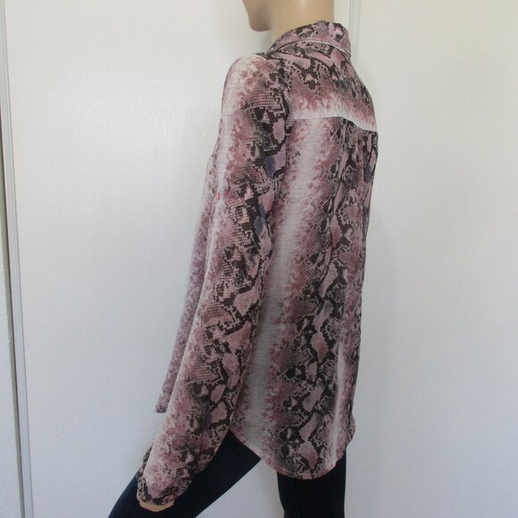 DAYTRIP Top Size Small Animal Print Semi Sheer Button Down Blouse - Picture 8 of 13